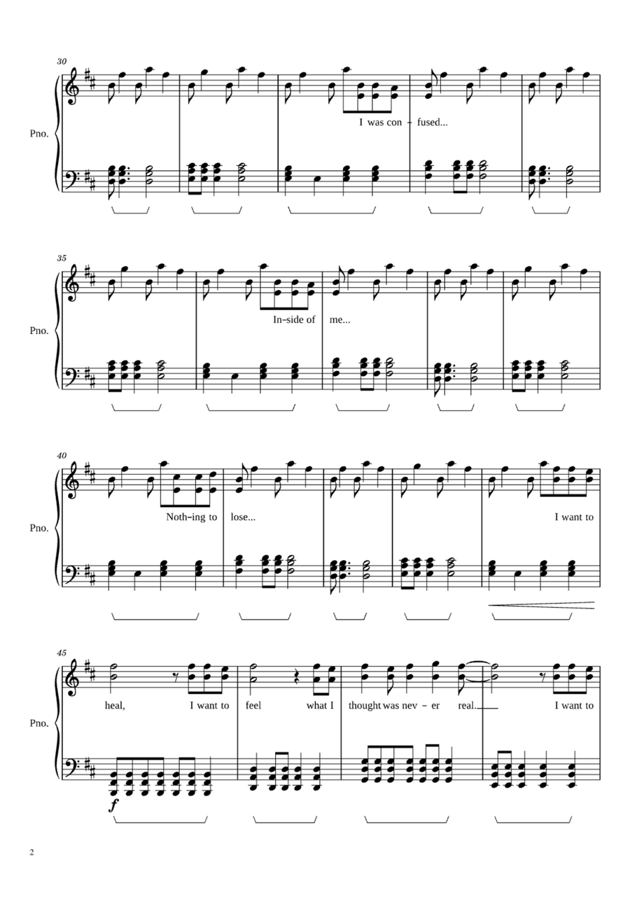 Somewhere I Belong Easy Piano scores gallery preview page 2