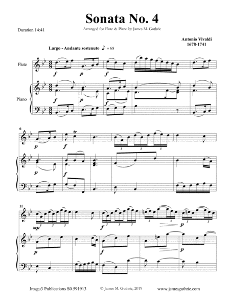 Vivaldi: Sonata No. 4 for Flute & Piano image number null