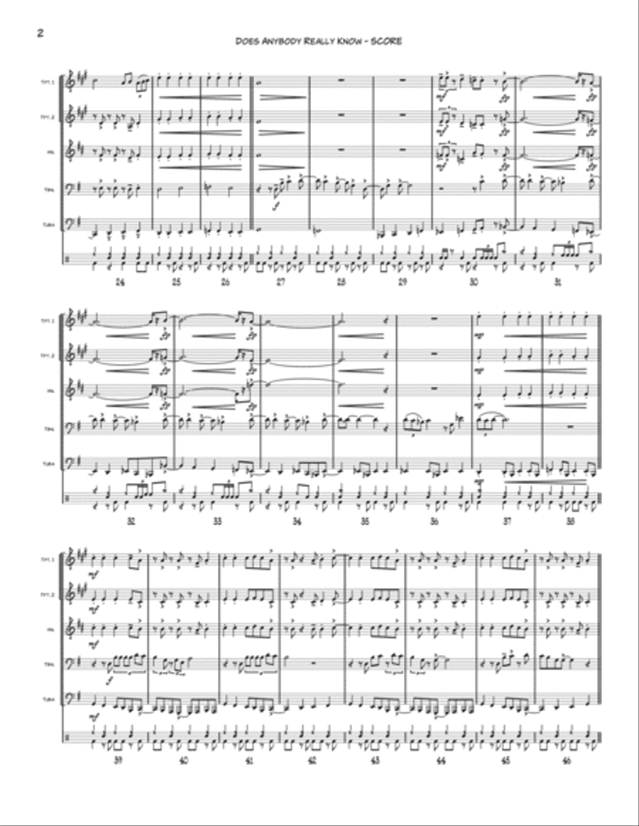 Does Anybody Really Know What Time It Is? Brass Quintet scores gallery preview page 2