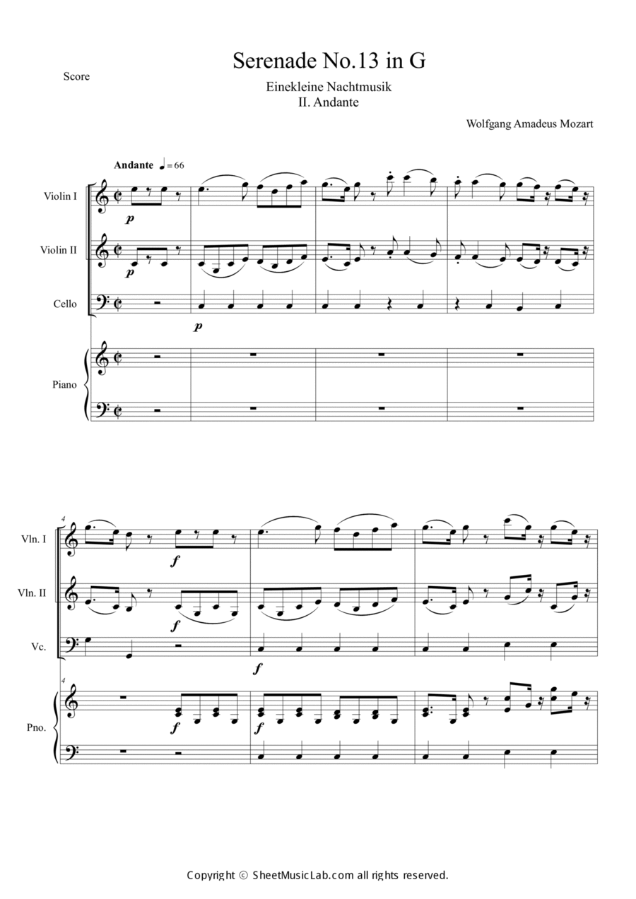 Serenade No.13 "Eine Kleine Nachtmusik" in G major, K.525 (II. Andante)