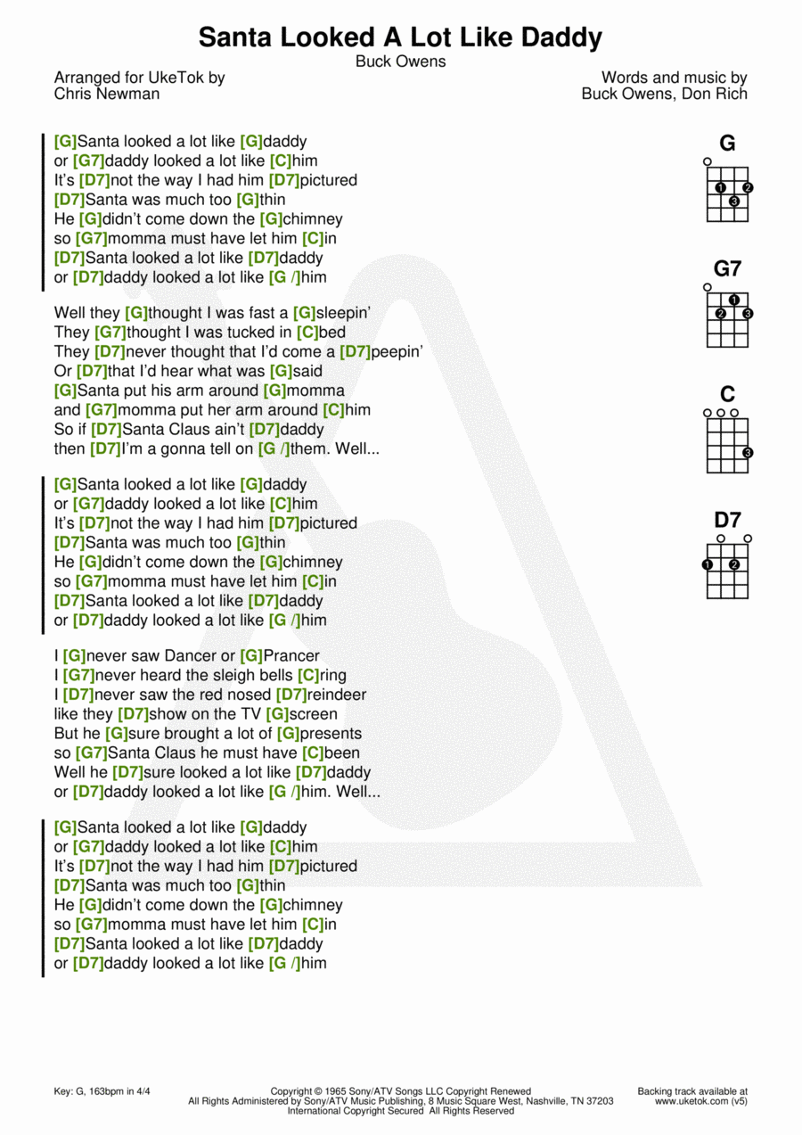 Santa Looked A Lot Like Daddy Ukulele scores gallery preview page 1