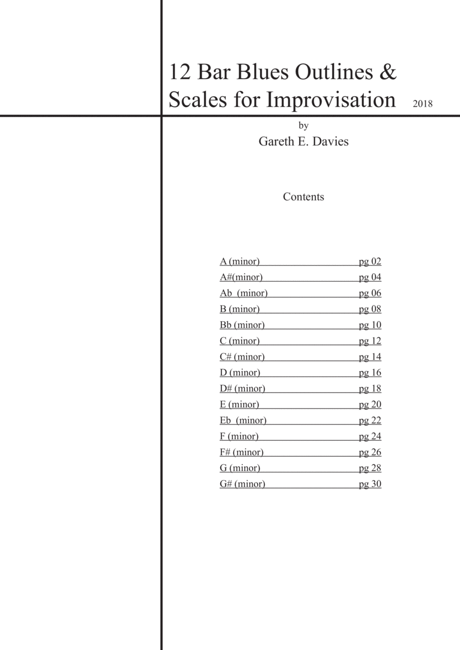 12 Bar Blues Chord Outlines and Scales Piano Method scores gallery preview page 1