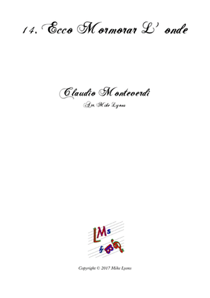 Book cover for Monteverdi Second Book of Madrigals - No 14 Ecco mormorar l'onde