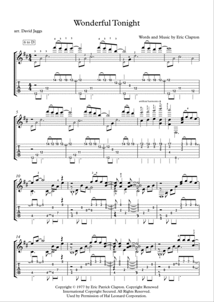 Wonderful Tonight Guitar Tablature scores gallery preview page 1