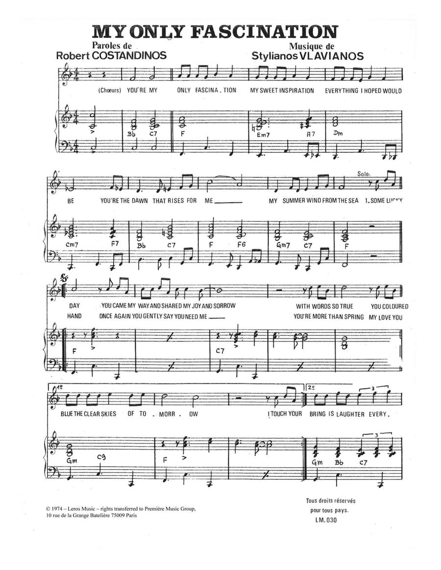 My Only Fascination My Only Fascination Piano, Vocal scores gallery preview page 1