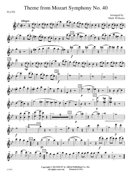 Theme from Mozart Symphony No. 40: Flute