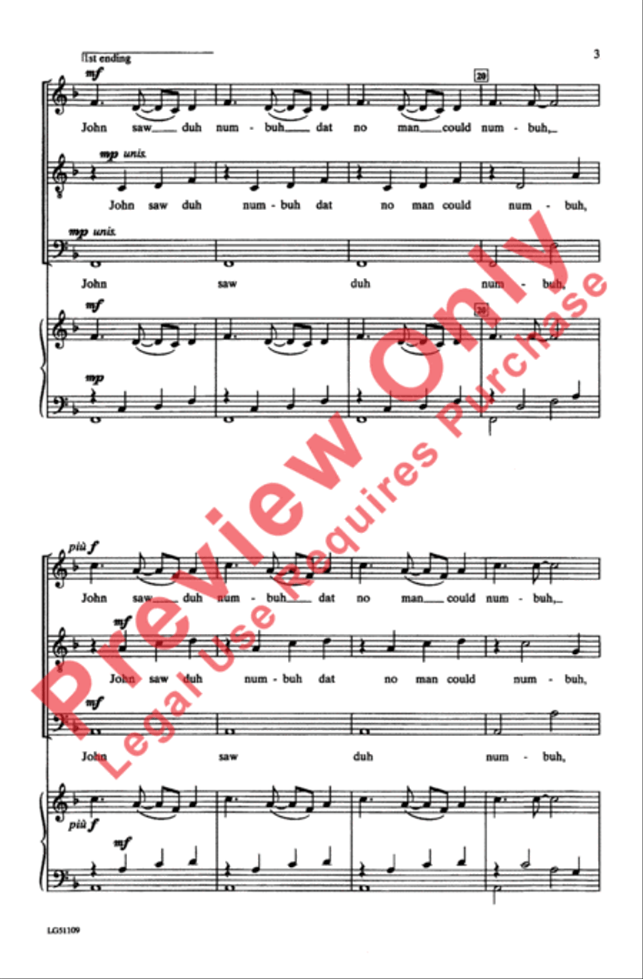 John Saw Duh Numbuh 4-Part scores gallery preview page 3