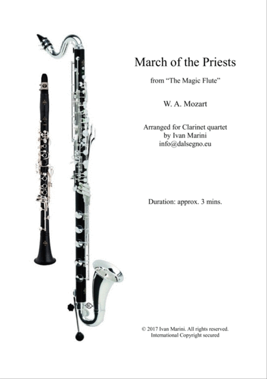 MARCH OF THE PRIESTS (from The Magic Flute by W. A. Mozart) - for Clarinet Quartet Woodwind Quartet scores gallery preview page 1