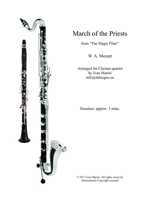 Book cover for MARCH OF THE PRIESTS (from The Magic Flute by W. A. Mozart) - for Clarinet Quartet