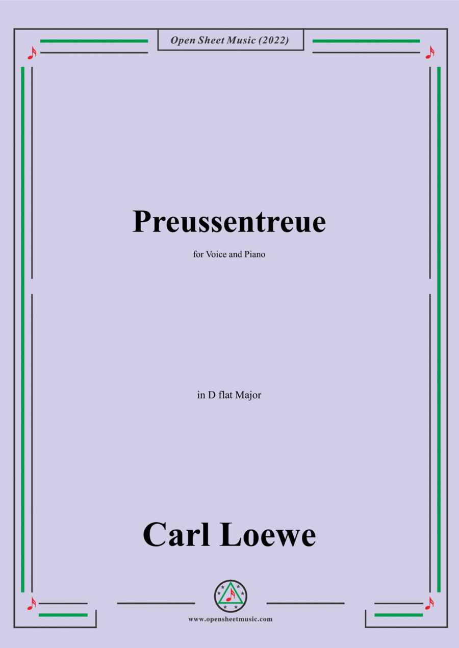 Loewe-Preussentreue,in D flat Major,for Voice and Piano Voice Solo scores gallery preview page 1