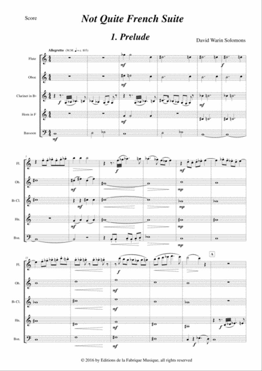 David W. Solomons: Not Quite French Suite for wind quintet Woodwind Quintet scores gallery preview page 2