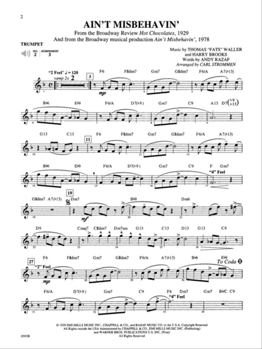 Broadway By Special Arrangement - Trumpet Part