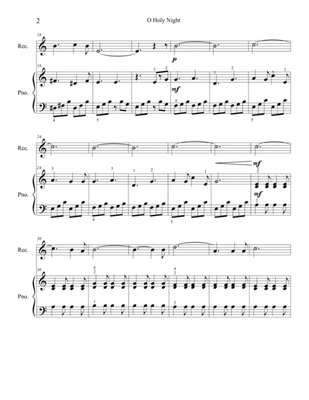 Christmas Duets for Recorder & Piano: O Holy Night image number null
