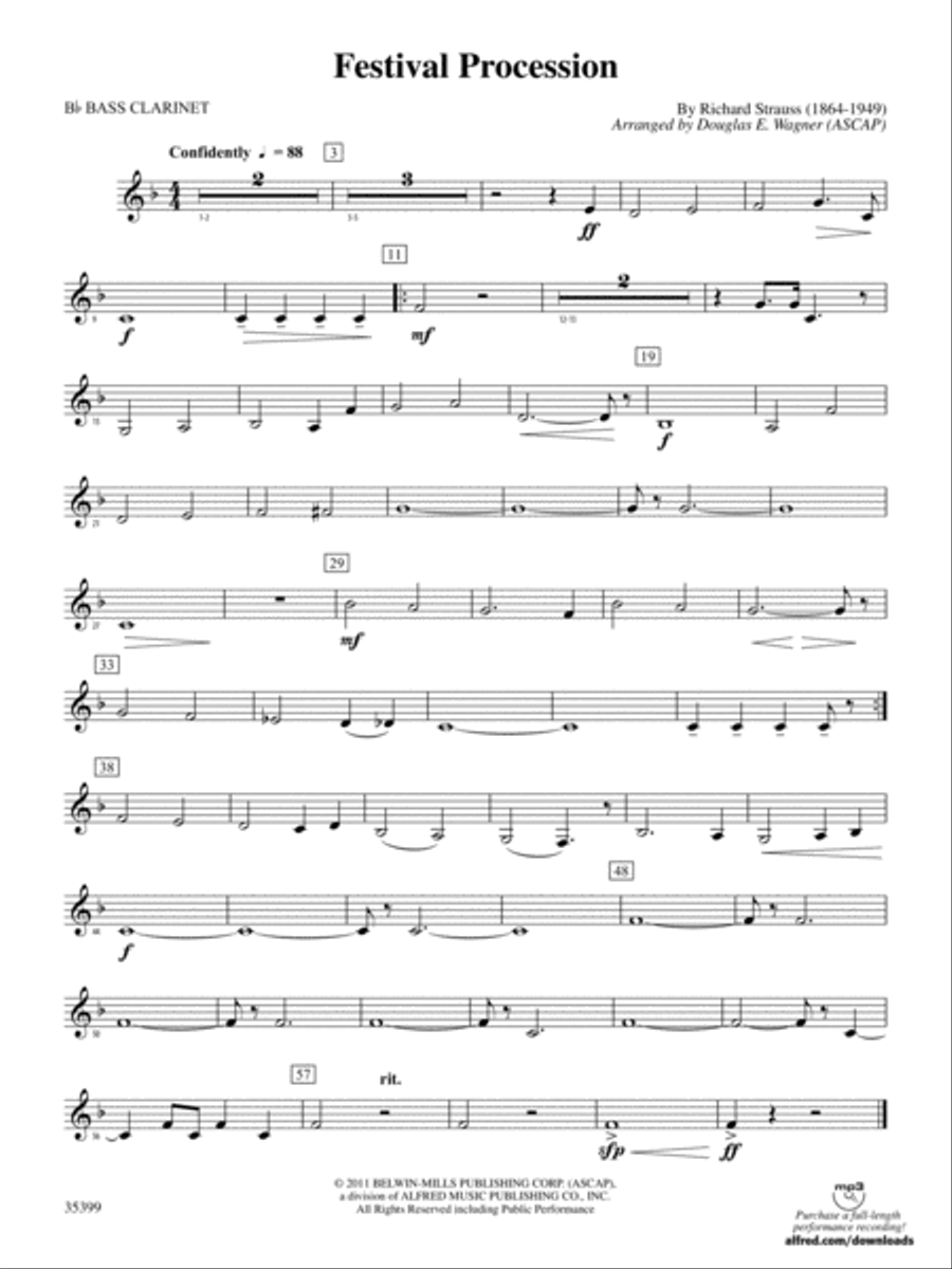 Festival Procession: B-flat Bass Clarinet Concert Band scores gallery preview page 1