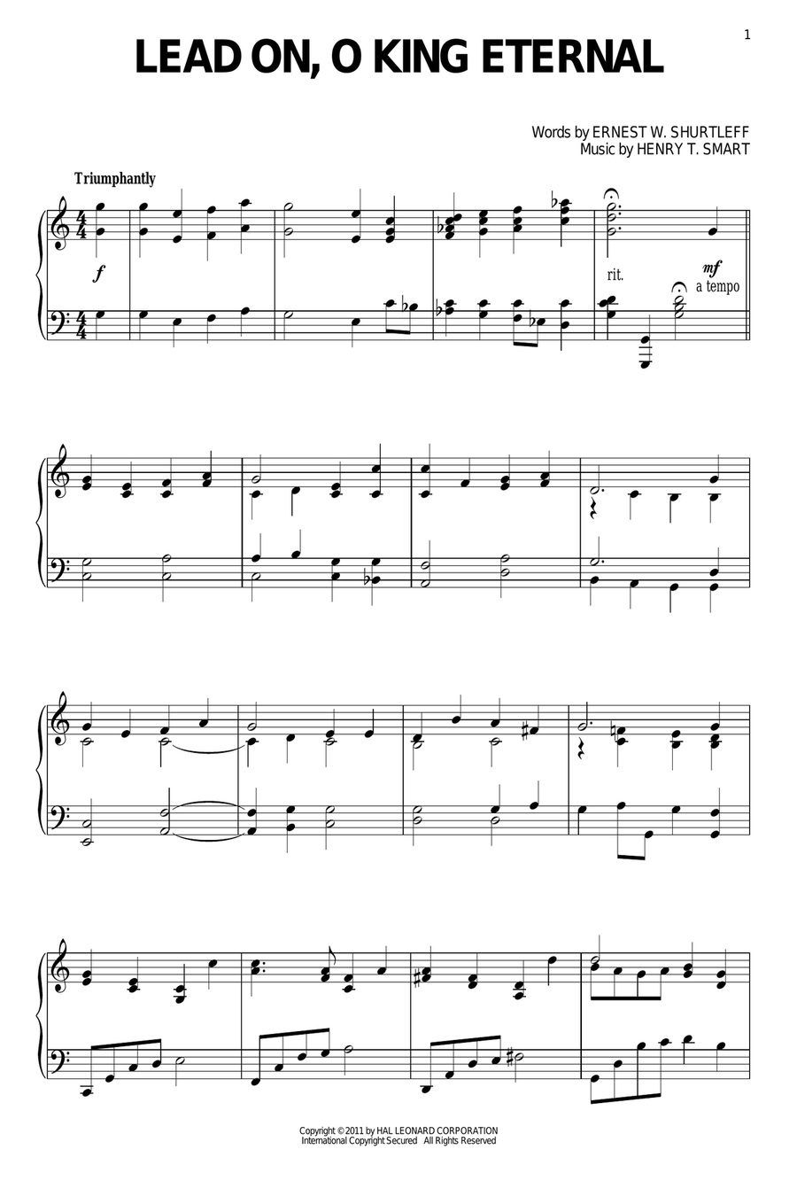 Lead On, O King Eternal Piano Solo scores gallery preview page 1