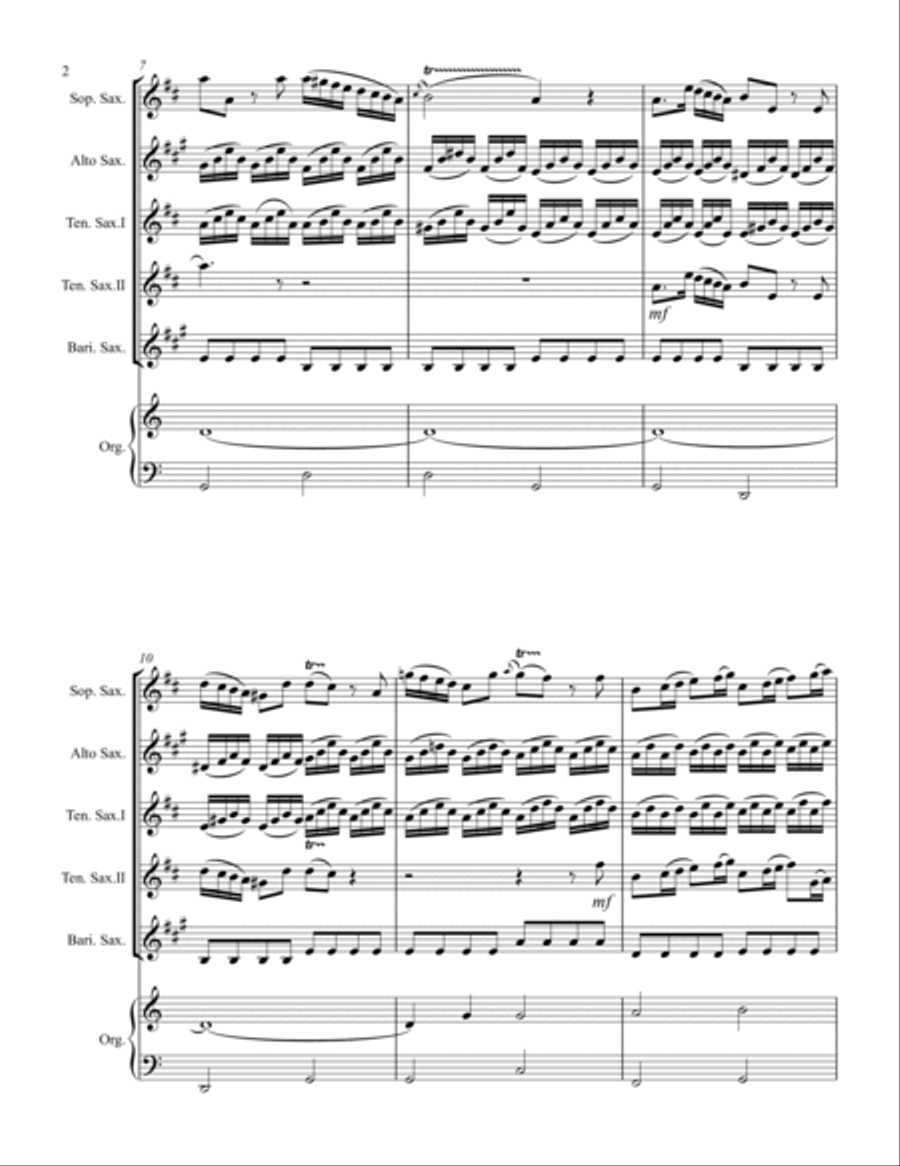 Vivaldi – L’inverno “Winter” 2. Largo from The Four Seasons - (for Saxophone Quintet SATTB) Saxophone Quintet scores gallery preview page 3