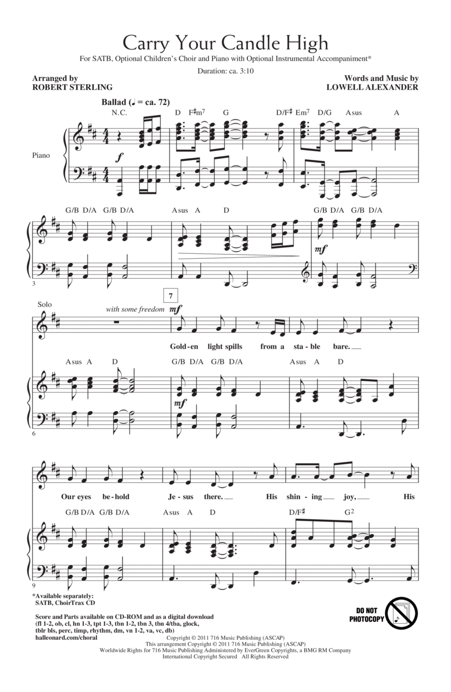 Carry Your Candle High 4-Part scores gallery preview page 1