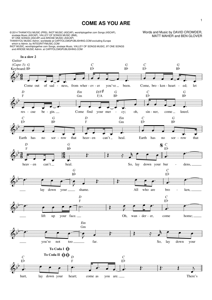 Come As You Are Come As You Are Flute scores gallery preview page 1
