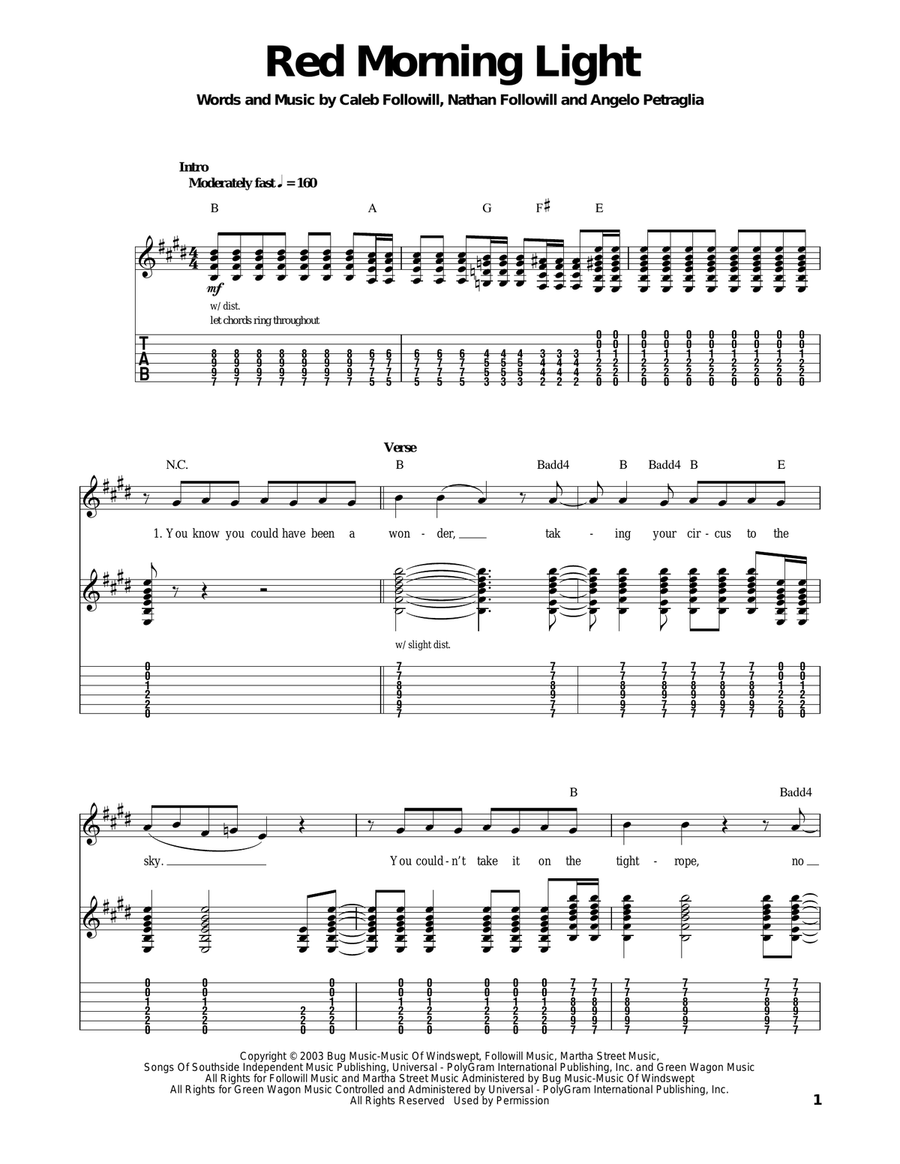 Red Morning Light Acoustic Guitar scores gallery preview page 1