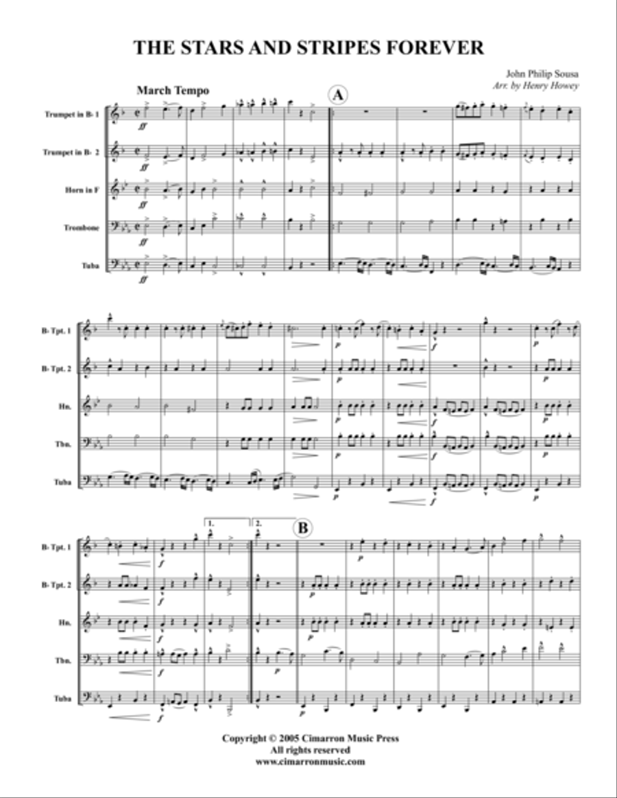 Stars & Stripes Forever Brass Quintet scores gallery preview page 2