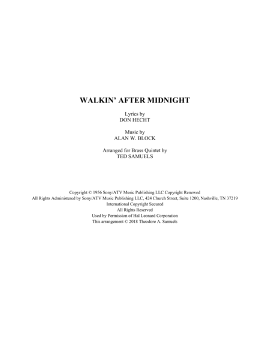Walkin' After Midnight Brass Quintet scores gallery preview page 1