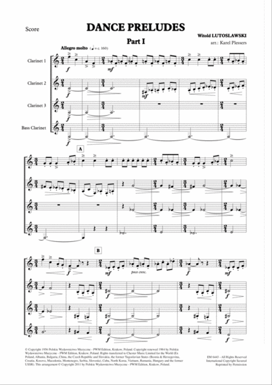 Dance Preludes for Clarinet Quartet Clarinet Quartet scores gallery preview page 2