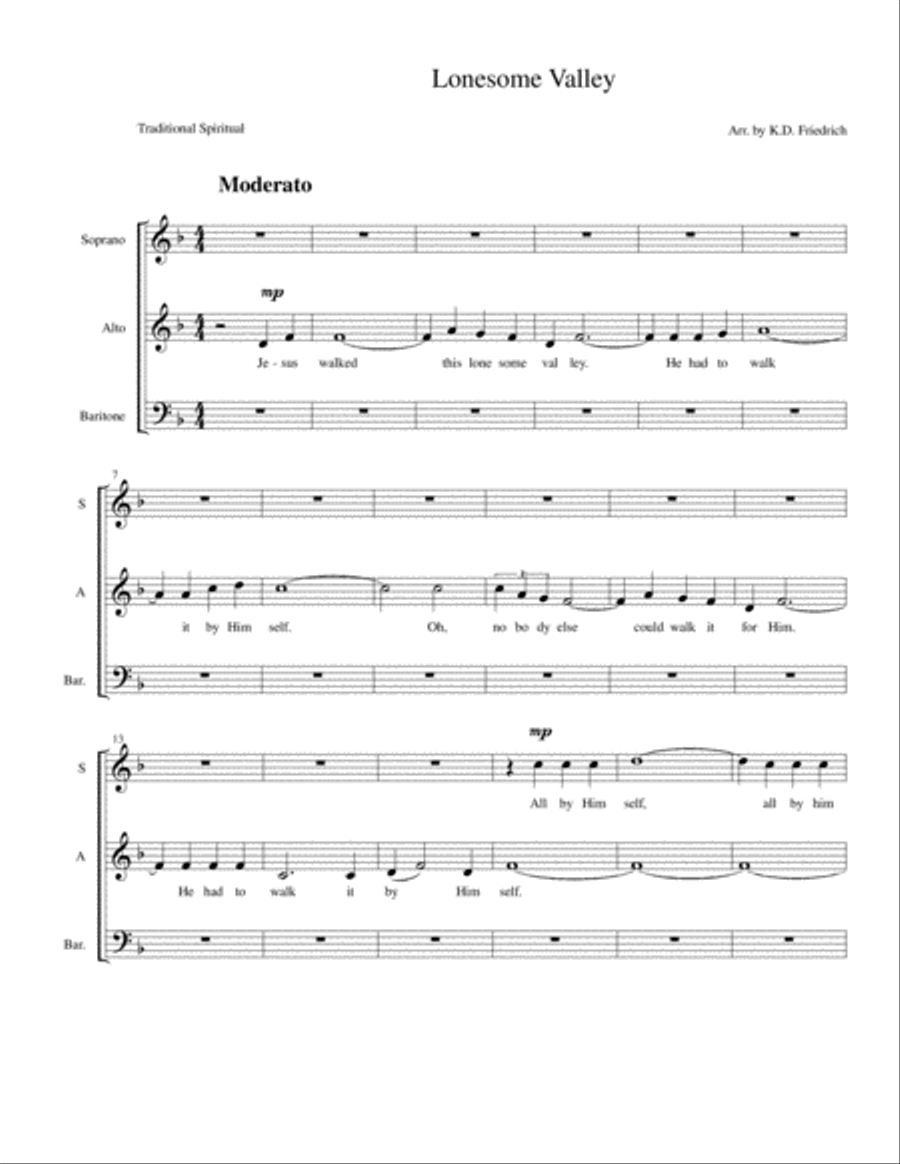 Lonesome Valley 3-Part scores gallery preview page 1