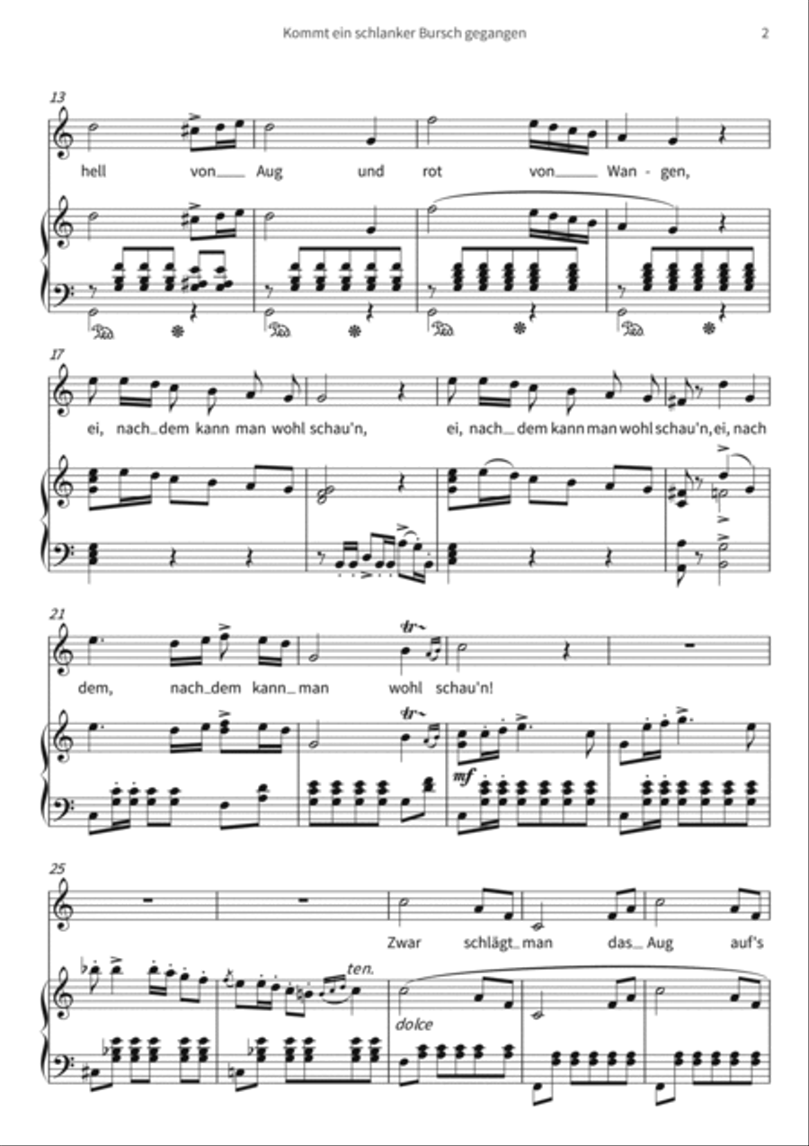 Kommt ein schlanker Bursch gegangen Piano, Vocal, Guitar scores gallery preview page 4