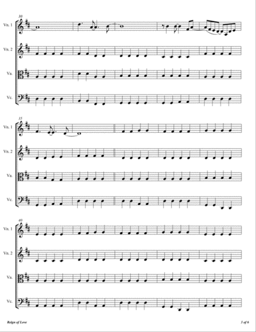 Reign Of Love String Quartet scores gallery preview page 4