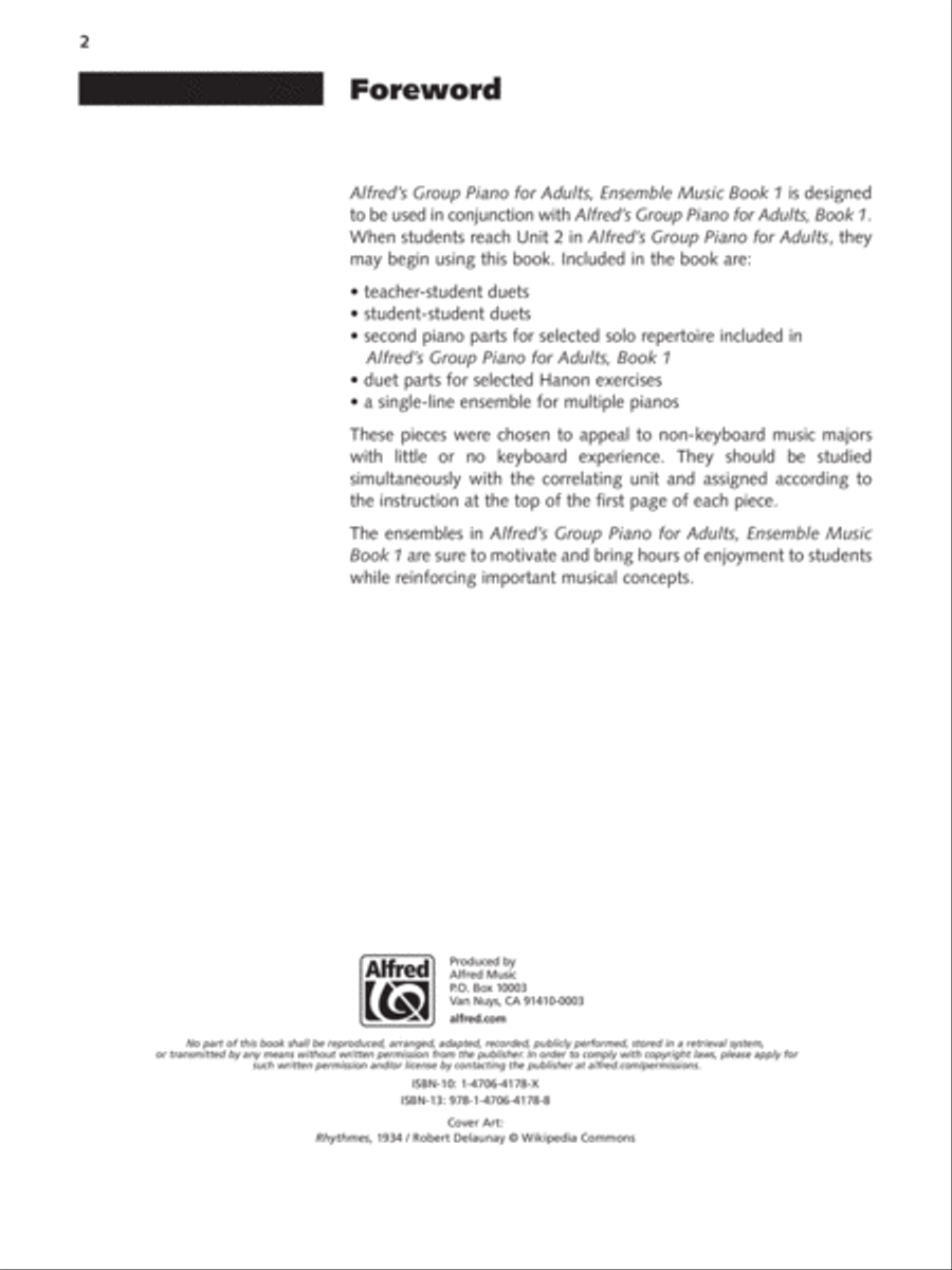 Alfred's Group Piano for Adults -- Ensemble Music Piano Method scores gallery preview page 2