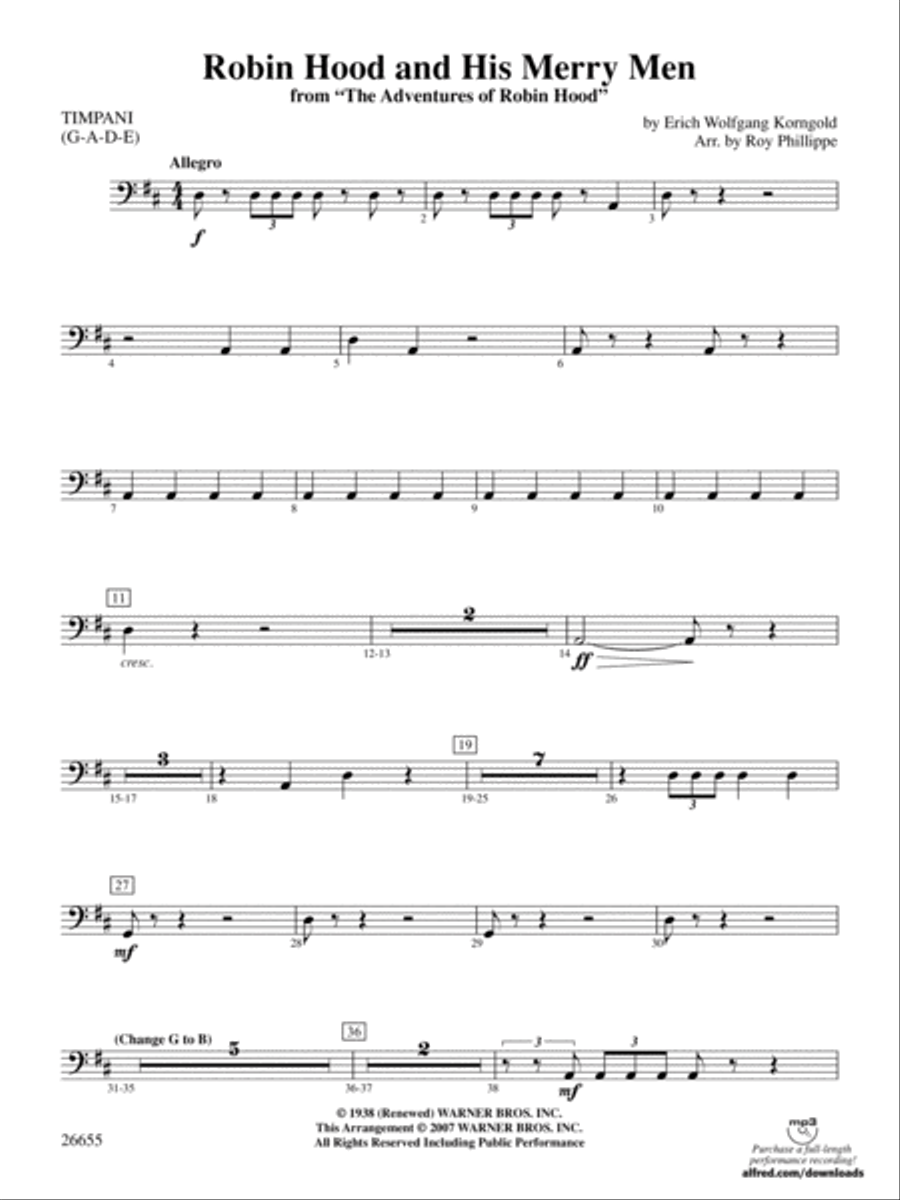 Robin Hood and His Merry Men: Timpani Full Orchestra scores gallery preview page 1