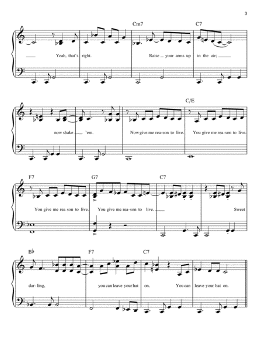 You Can Leave Your Hat On Easy Piano scores gallery preview page 3
