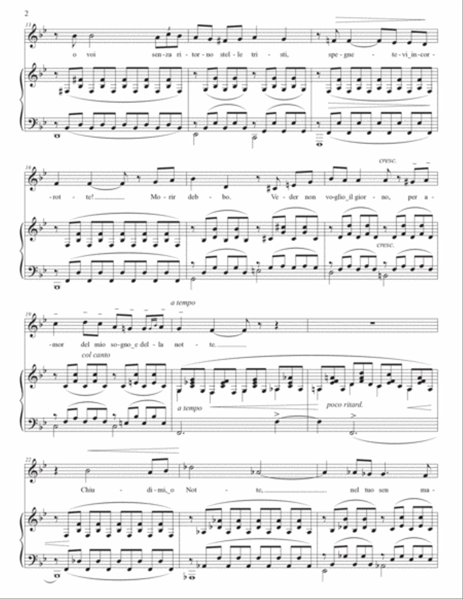 TOSTI: L'alba sepàra dalla luce l'ombra (transposed to B-flat major) Voice scores gallery preview page 3