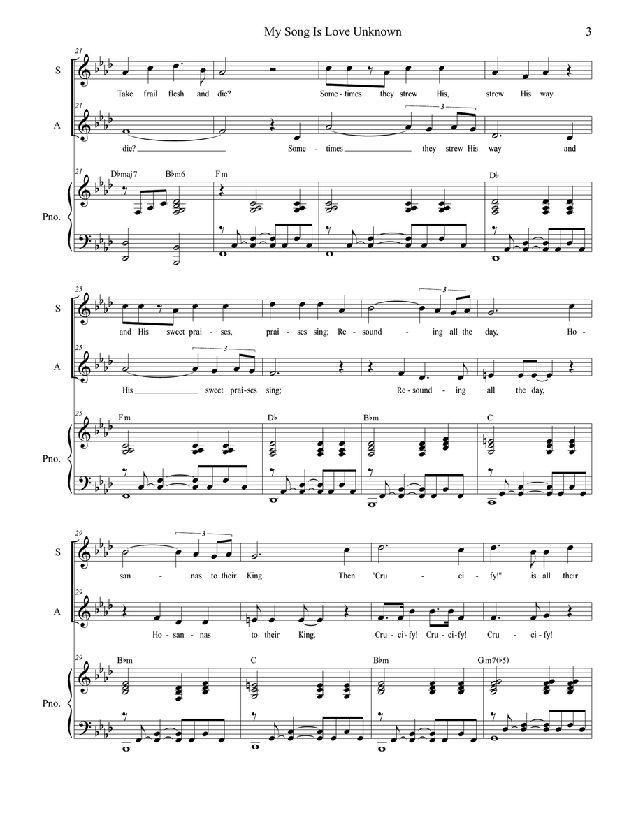 My Song Is Love Unknown (Duet for Soprano and Alto Solo) Alto Voice scores gallery preview page 3