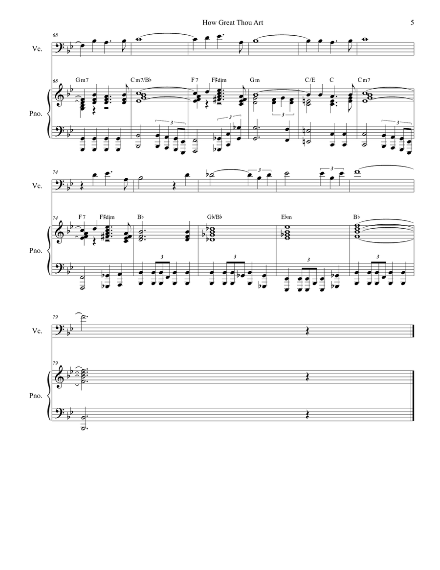 How Great Thou Art (for Cello Solo - Piano accompaniment) Piano scores gallery preview page 6