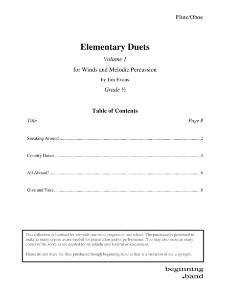 Elementary Duets, Volume 1, for Flute/Oboe image number null