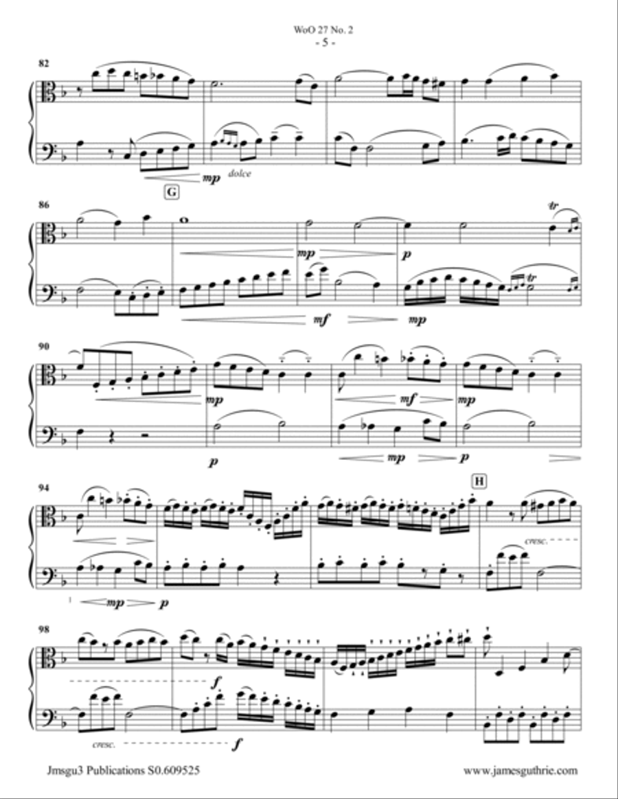 Beethoven: Duet WoO 27 No. 2 for Viola & Cello String Duet scores gallery preview page 5