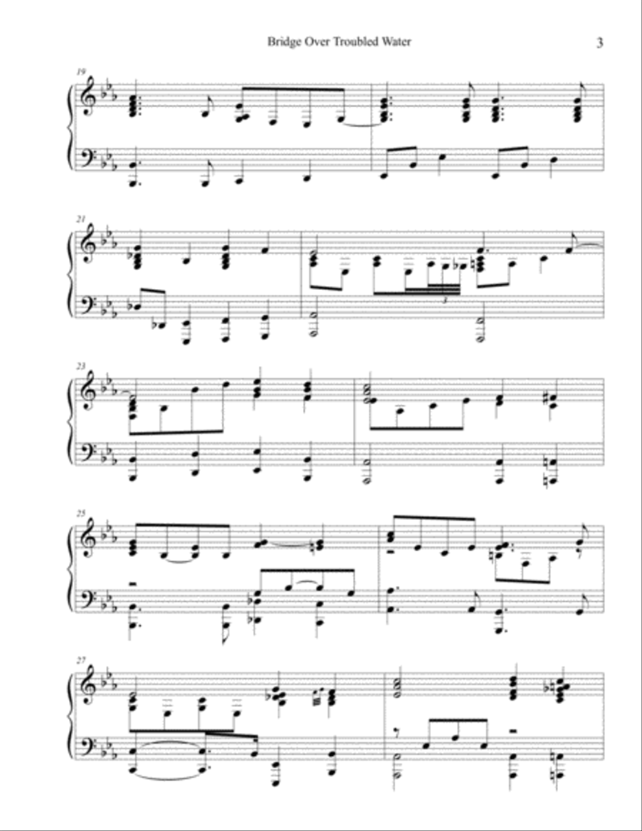 Bridge Over Troubled Water Piano Solo scores gallery preview page 3