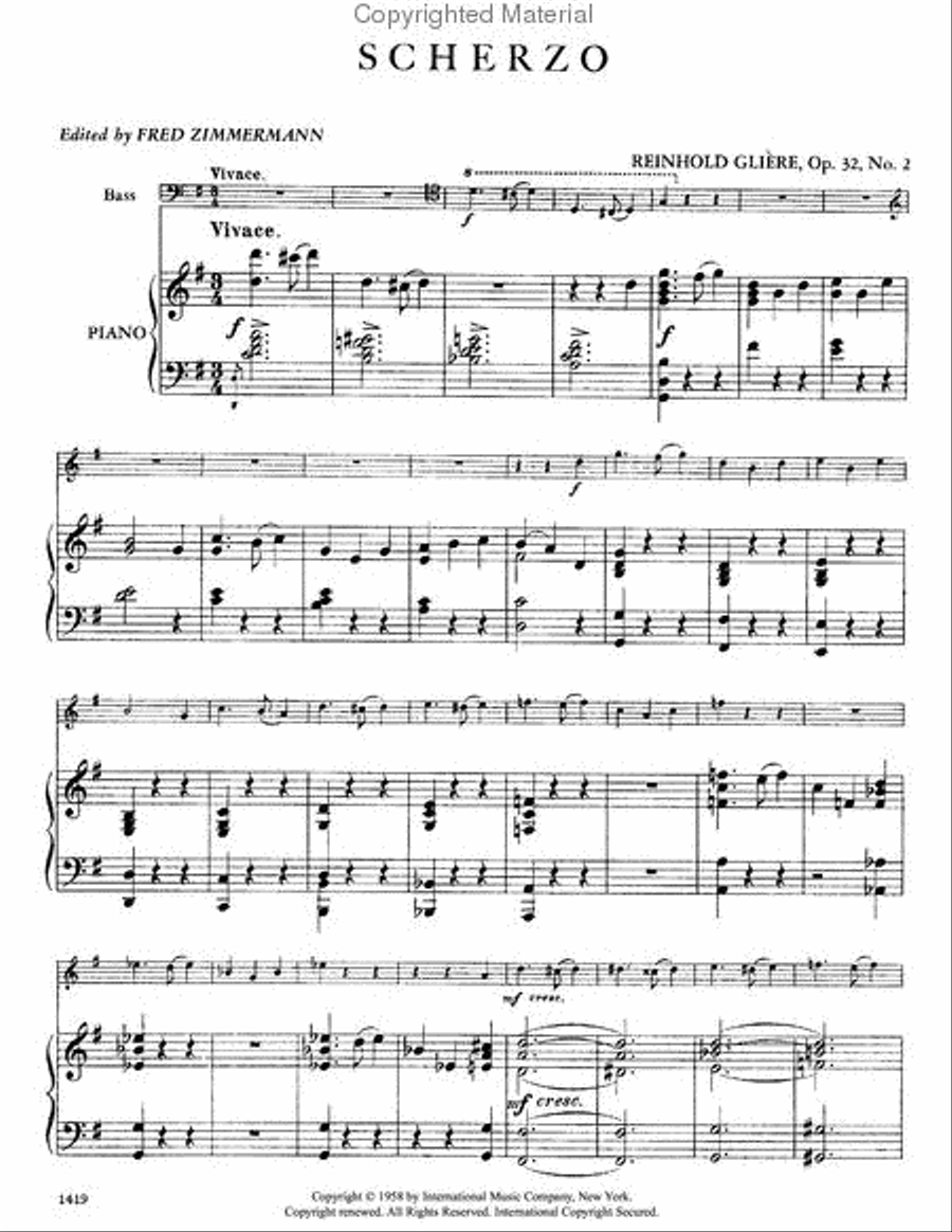 Scherzo, Opus 32, No. 2 (Solo Tuning) Double Bass scores gallery preview page 2