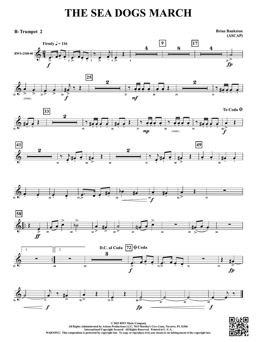 The Sea Dogs March: 2nd B-flat Trumpet B-Flat Trumpet scores gallery preview page 1