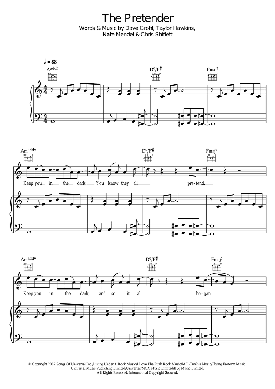 The Pretender Piano, Vocal scores gallery preview page 1