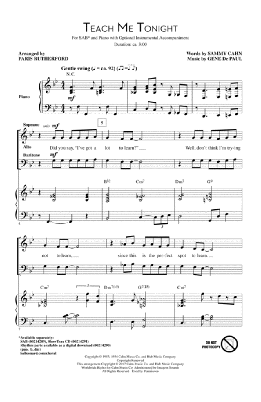 Teach Me Tonight Teach Me Tonight 3-Part scores gallery preview page 1