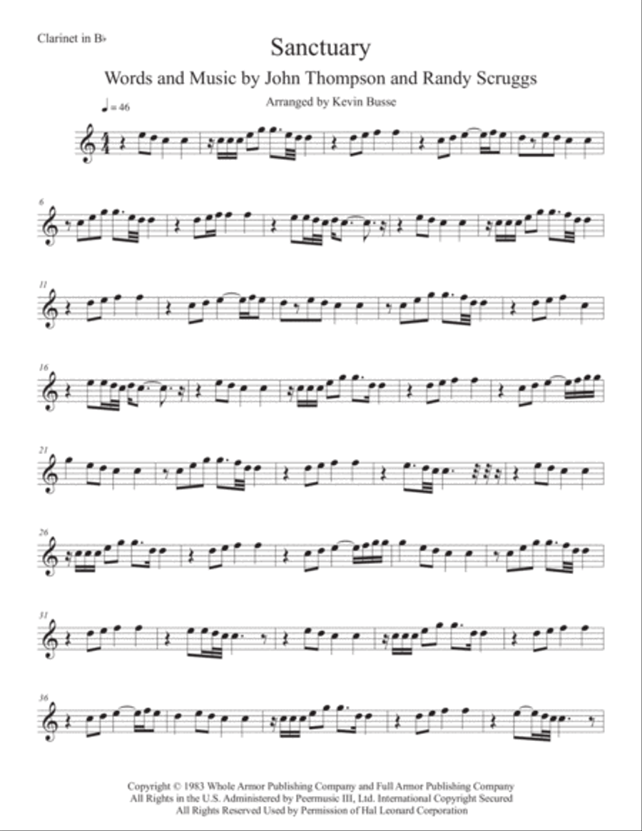 Sanctuary Sanctuary Clarinet Solo scores gallery preview page 1