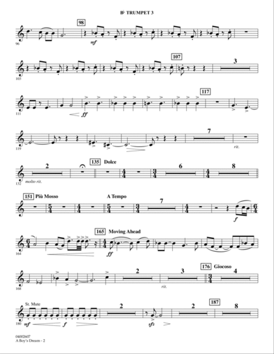 A Boy's Dream - Bb Trumpet 3 Concert Band scores gallery preview page 2