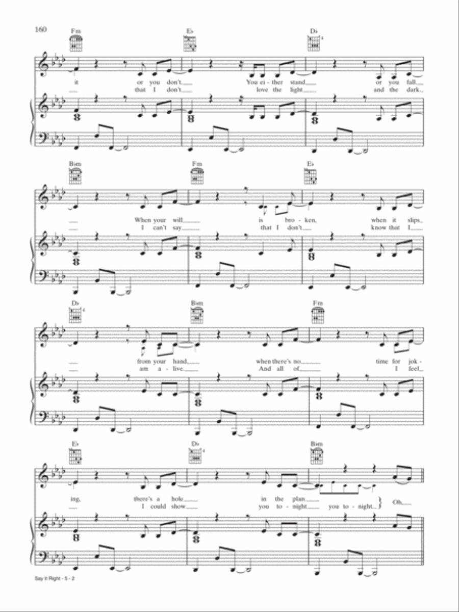 Say It Right Say It Right Piano, Vocal, Guitar scores gallery preview page 2