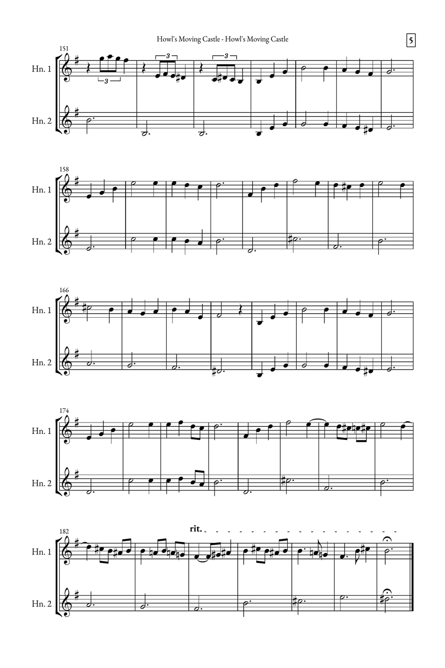 Howl's Moving Castle Brass Duet scores gallery preview page 5