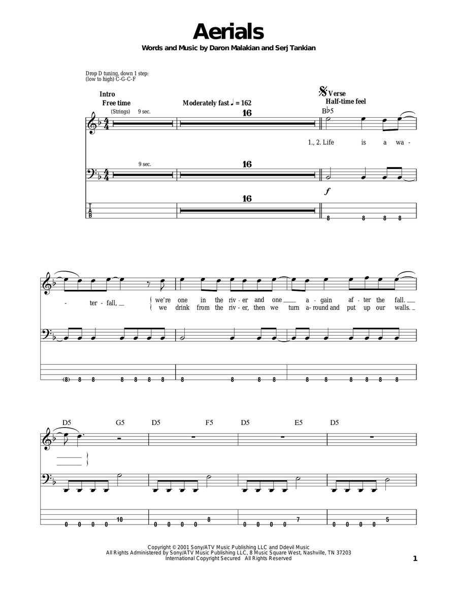 System of a cheap down aerials guitar tab