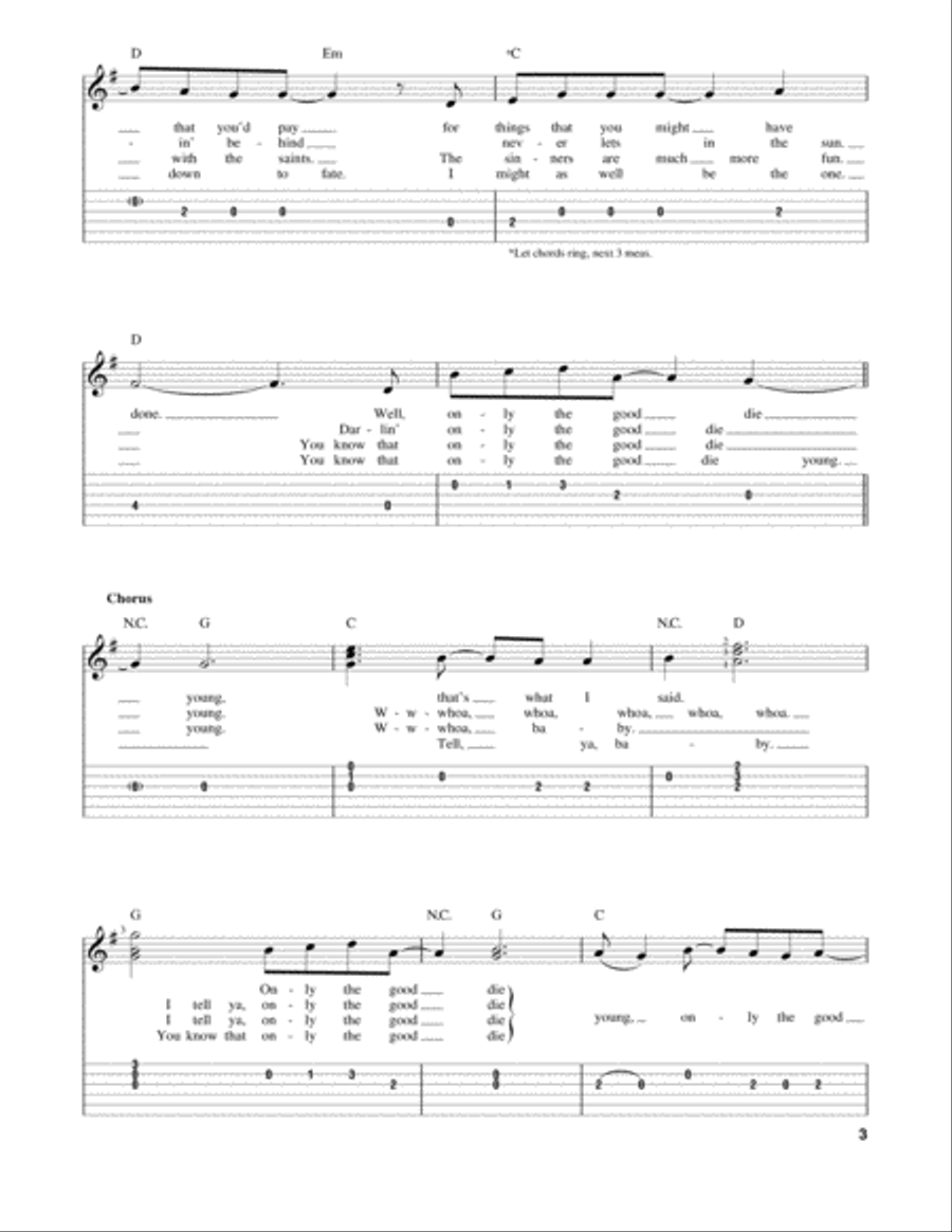 Only The Good Die Young Acoustic Guitar scores gallery preview page 3