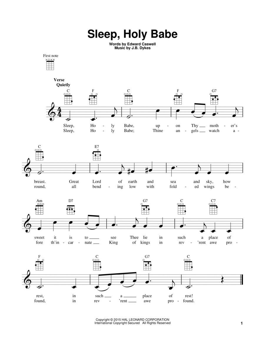 Sleep, Holy Babe Ukulele scores gallery preview page 1