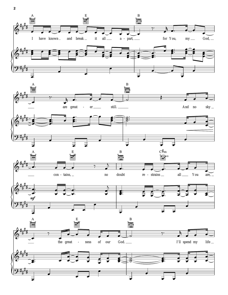 The Greatness Of Our God Piano, Vocal, Guitar scores gallery preview page 2